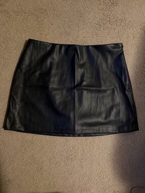 Abercrombie & Fitch Black Faux Leather Mini Skort
